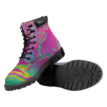 Psychedelic Formed Print Work Boots