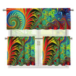 Psychedelic Fractal Print 3 Piece Kitchen Curtains