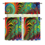 Psychedelic Fractal Print 3 Piece Kitchen Curtains