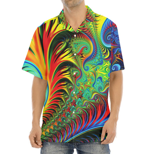 Psychedelic Fractal Print Aloha Shirt