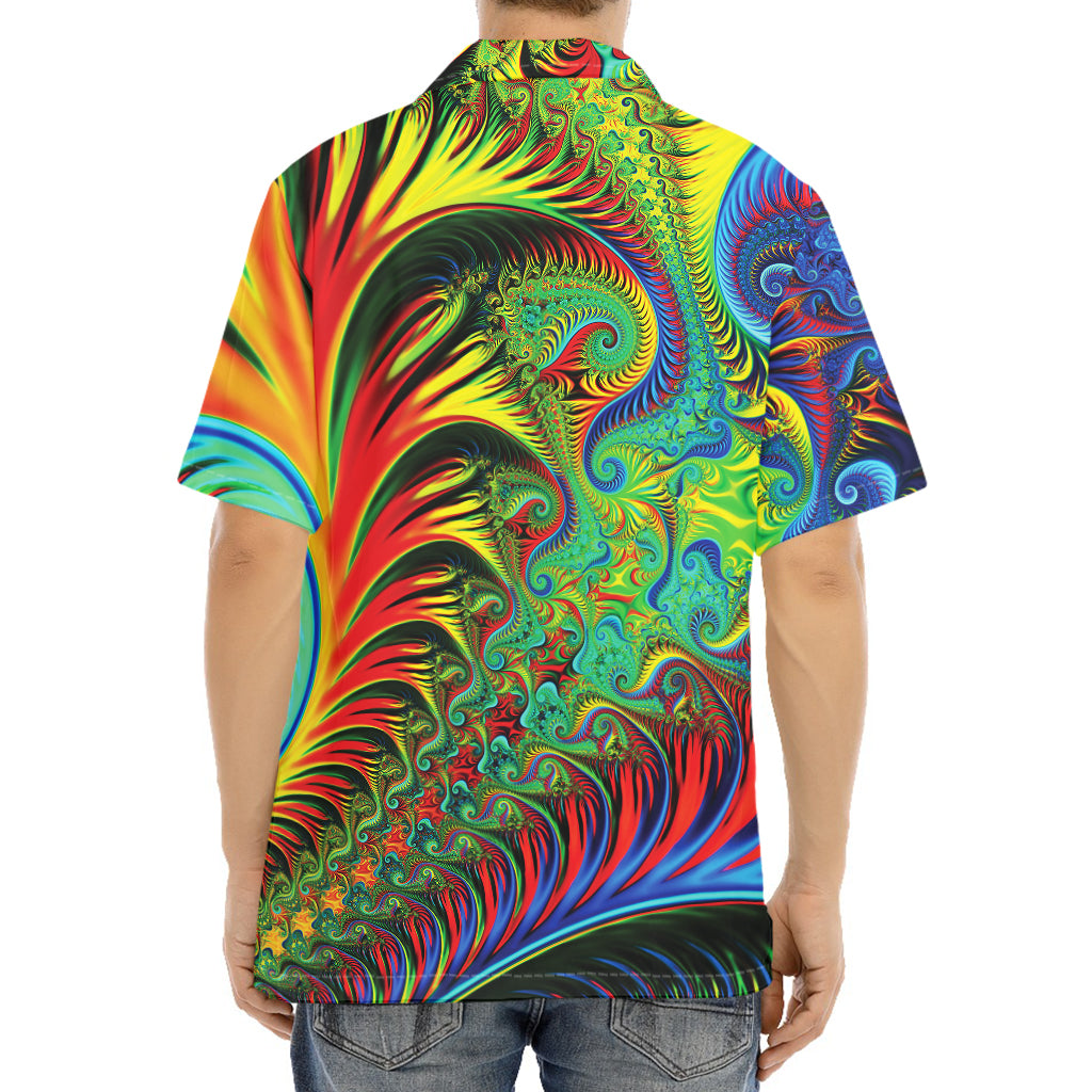 Psychedelic Fractal Print Aloha Shirt