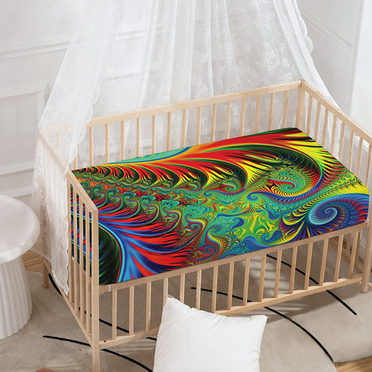 Psychedelic Fractal Print Baby Crib Sheet