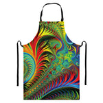 Psychedelic Fractal Print Bib Apron With Pocket