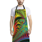 Psychedelic Fractal Print Bib Apron With Pocket