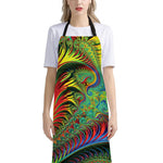 Psychedelic Fractal Print Bib Apron With Pocket
