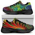 Psychedelic Fractal Print Black Chunky Shoes