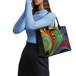 Psychedelic Fractal Print Canvas Tote Bag