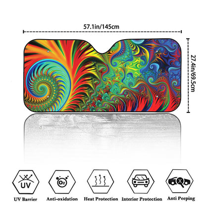 Psychedelic Fractal Print Car Windshield Sun Shade