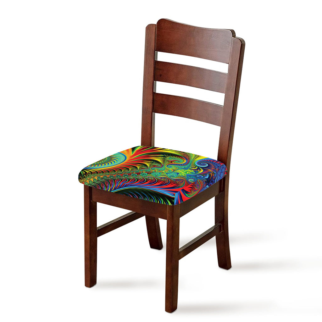 Psychedelic Fractal Print Chair Cushion Cover