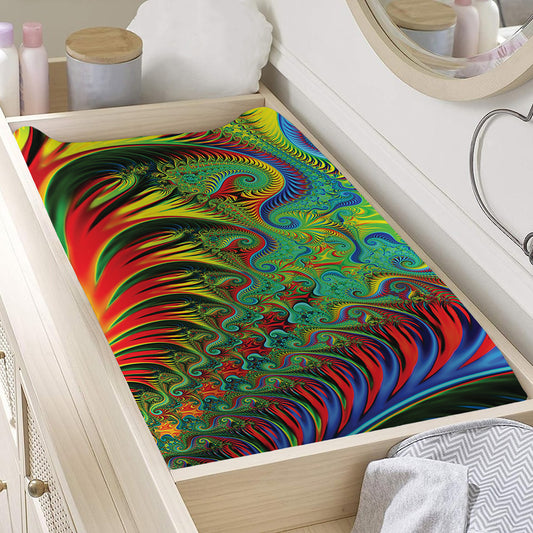 Psychedelic Fractal Print Changing Pad Cover