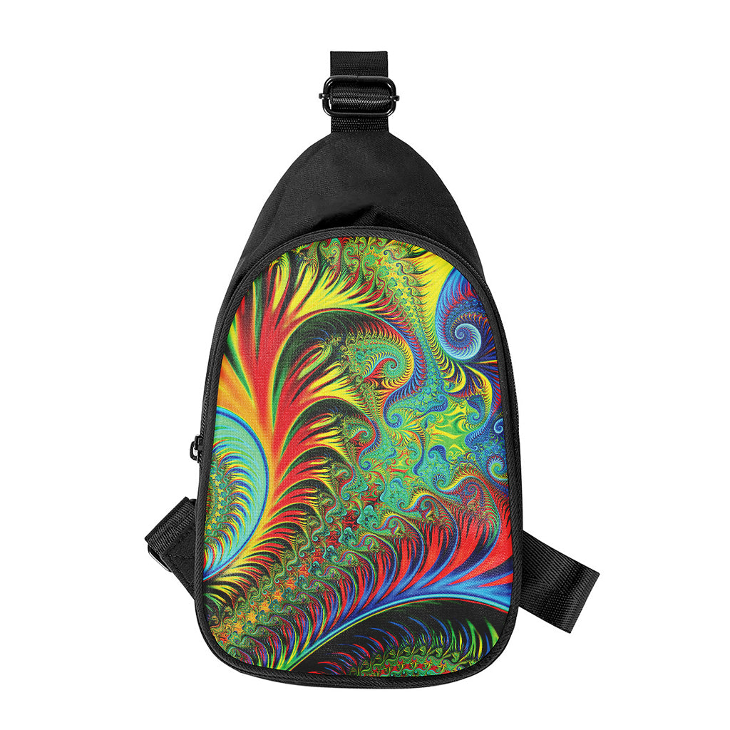 Psychedelic Fractal Print Chest Bag