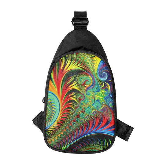Psychedelic Fractal Print Chest Bag