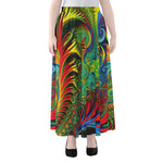Psychedelic Fractal Print Chiffon Maxi Skirt