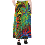 Psychedelic Fractal Print Chiffon Maxi Skirt
