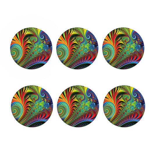 Psychedelic Fractal Print Coaster Set
