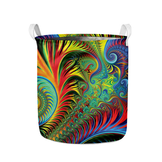 Psychedelic Fractal Print Collapsible Laundry Basket
