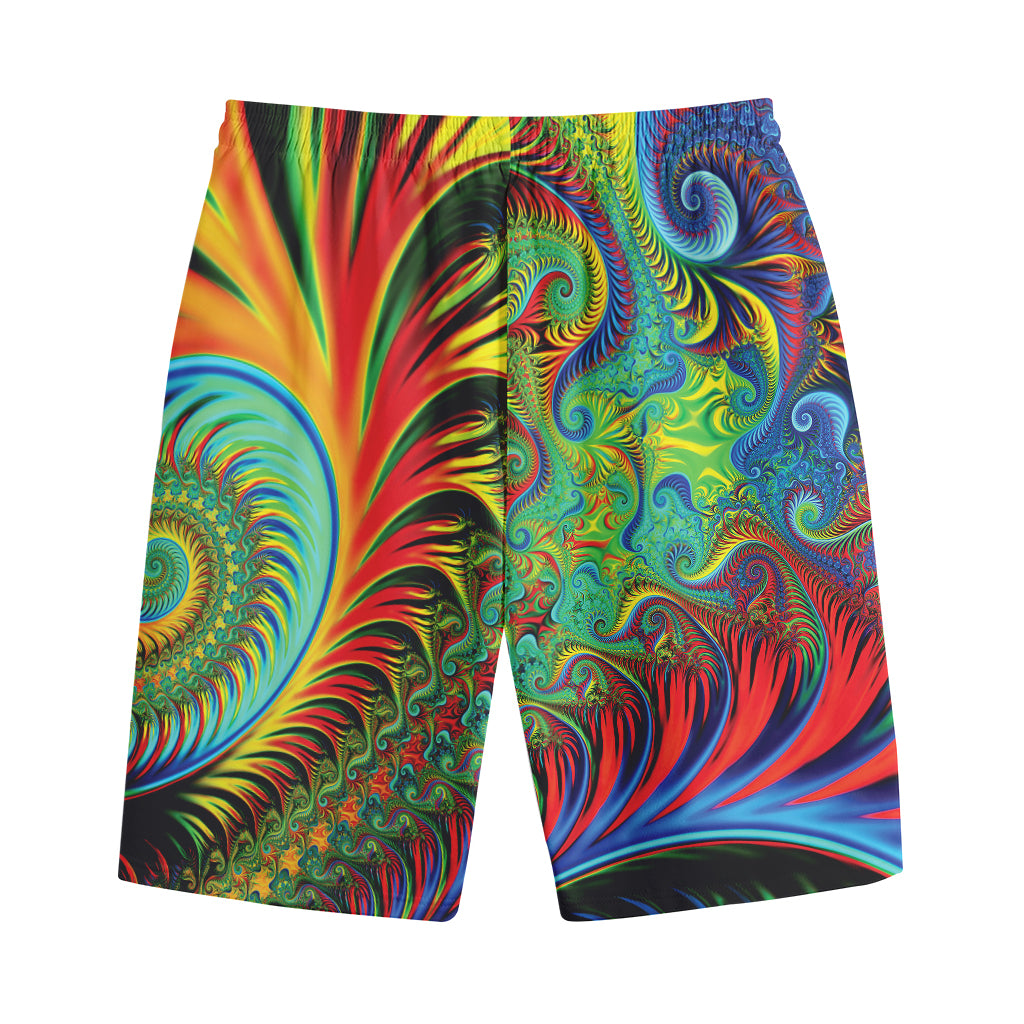 Psychedelic Fractal Print Cotton Shorts