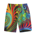 Psychedelic Fractal Print Cotton Shorts