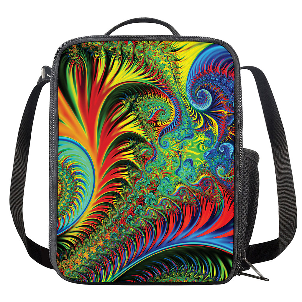 Psychedelic Fractal Print Crossbody Lunch Bag
