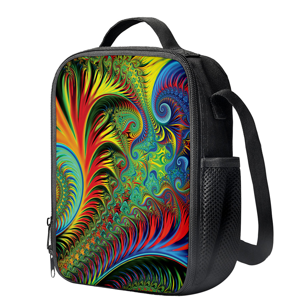 Psychedelic Fractal Print Crossbody Lunch Bag