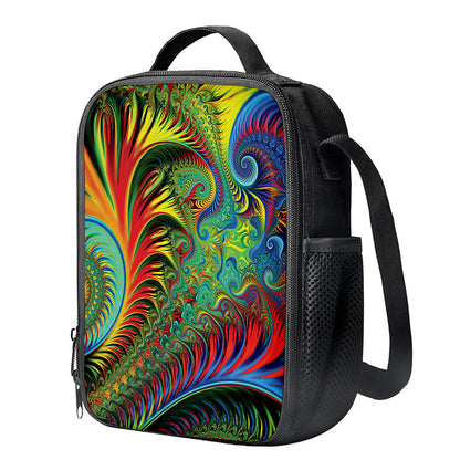 Psychedelic Fractal Print Crossbody Lunch Bag
