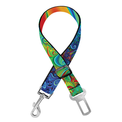 Psychedelic Fractal Print Dog Seat Belt