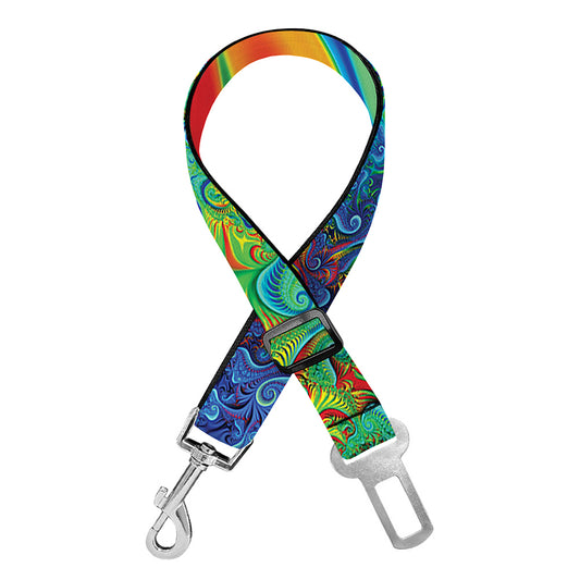 Psychedelic Fractal Print Dog Seat Belt
