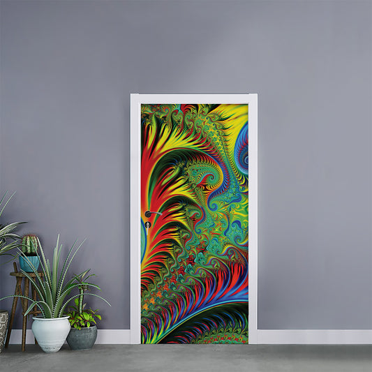 Psychedelic Fractal Print Door Sticker