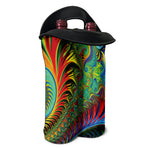 Psychedelic Fractal Print Double Neoprene Wine Tote