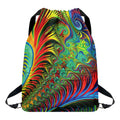 Psychedelic Fractal Print Drawstring Backpack
