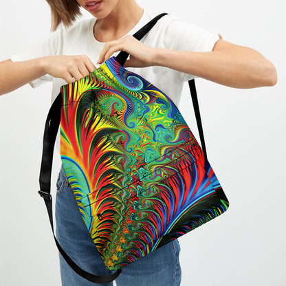 Psychedelic Fractal Print Drawstring Backpack
