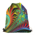 Psychedelic Fractal Print Drawstring Bag