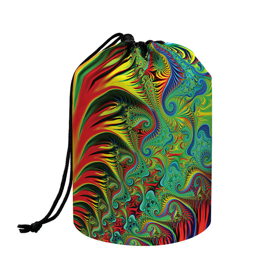 Psychedelic Fractal Print Drawstring Makeup Bag