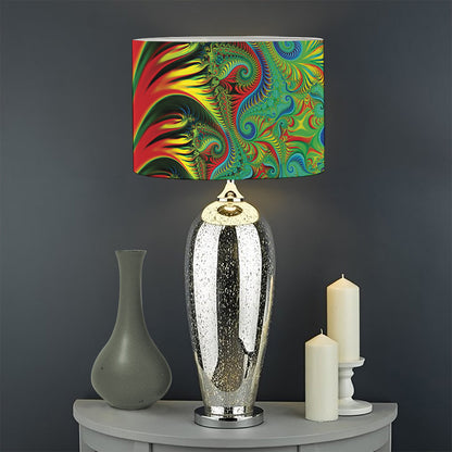 Psychedelic Fractal Print Drum Lamp Shade