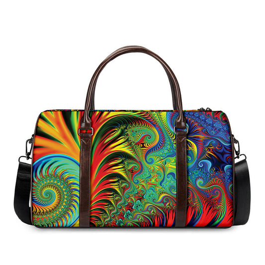Psychedelic Fractal Print Duffle Bag