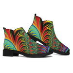 Psychedelic Fractal Print Flat Ankle Boots