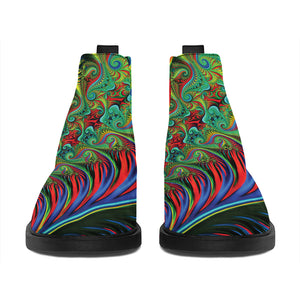 Psychedelic Fractal Print Flat Ankle Boots