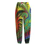 Psychedelic Fractal Print Fleece Lined Knit Pants