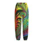 Psychedelic Fractal Print Fleece Lined Knit Pants