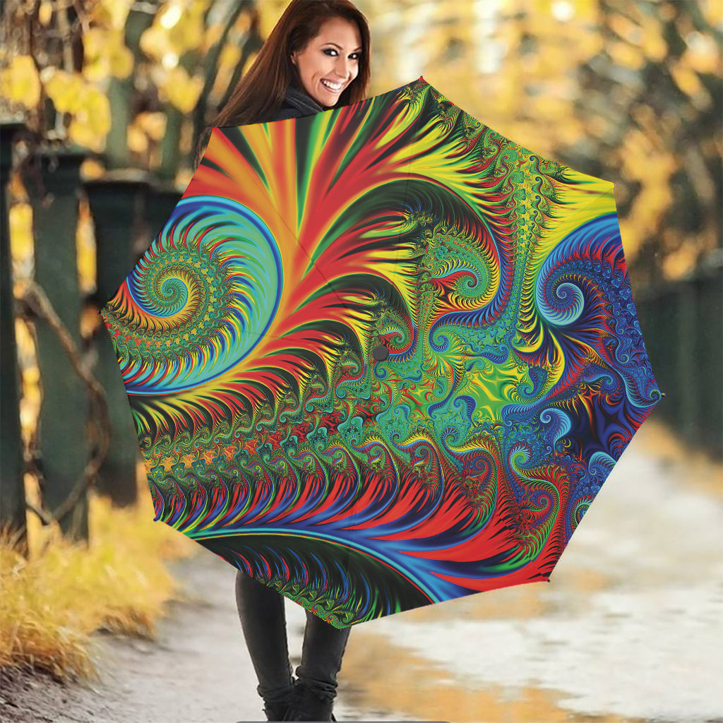 Psychedelic Fractal Print Foldable Umbrella