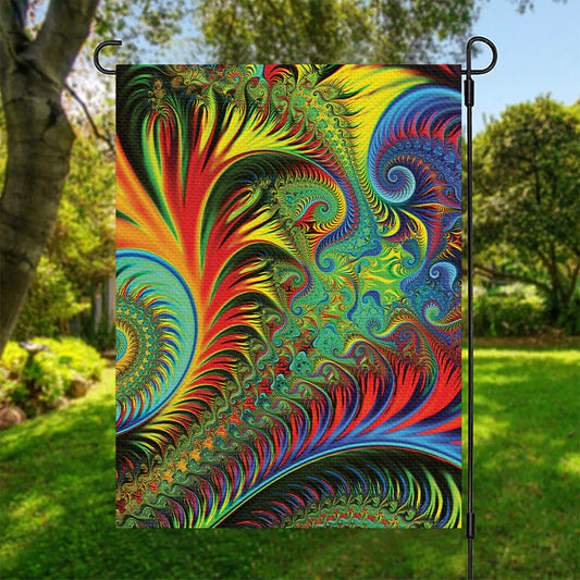 Psychedelic Fractal Print Garden Flag
