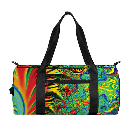 Psychedelic Fractal Print Gym Bag
