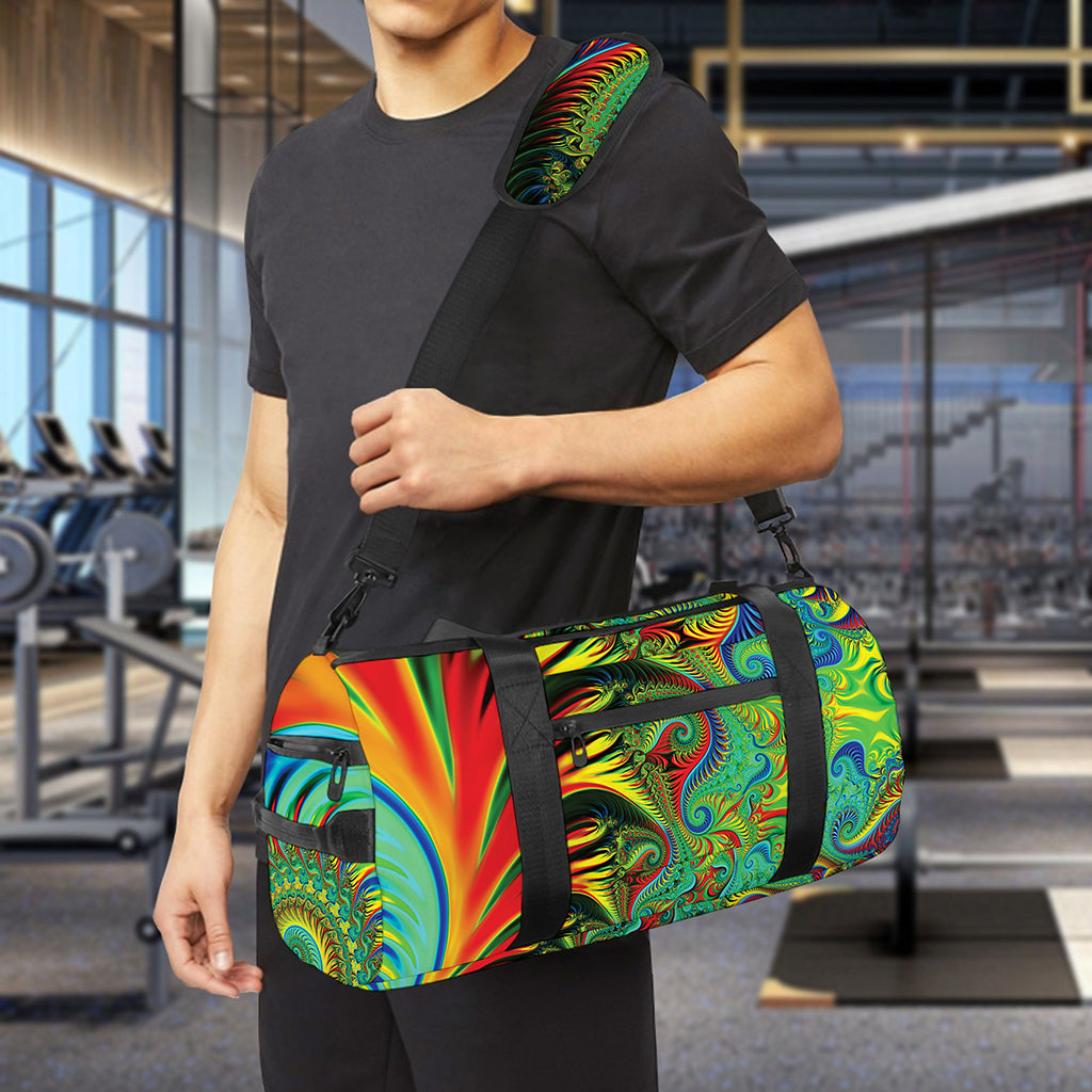 Psychedelic Fractal Print Gym Bag