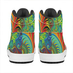 Psychedelic Fractal Print High Top Leather Sneakers