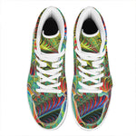 Psychedelic Fractal Print High Top Leather Sneakers