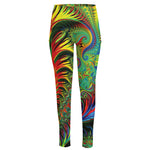Psychedelic Fractal Print High-Waisted Pocket Leggings