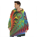 Psychedelic Fractal Print Hoodie Blanket