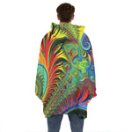 Psychedelic Fractal Print Hoodie Blanket