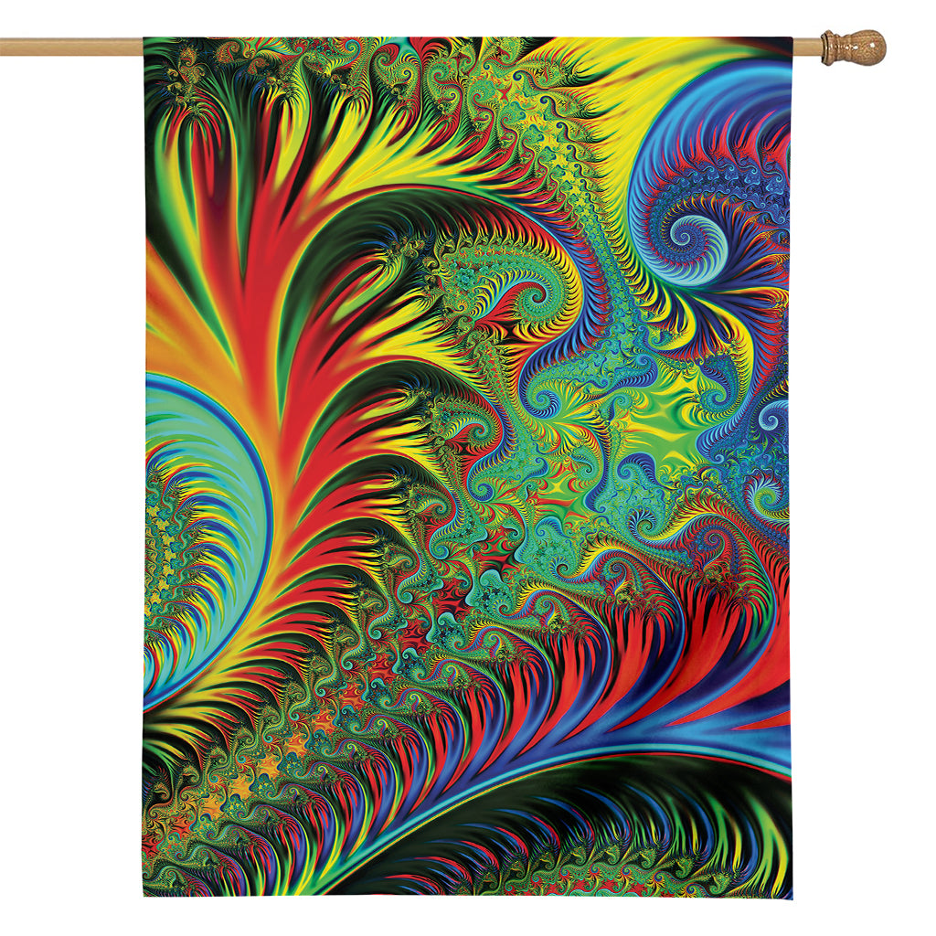 Psychedelic Fractal Print House Flag