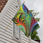 Psychedelic Fractal Print House Flag